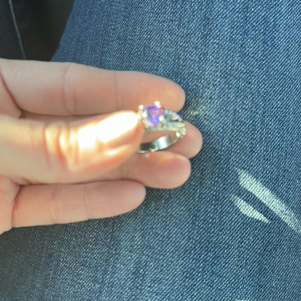 Amethyst Colored Silver Ring - image 6